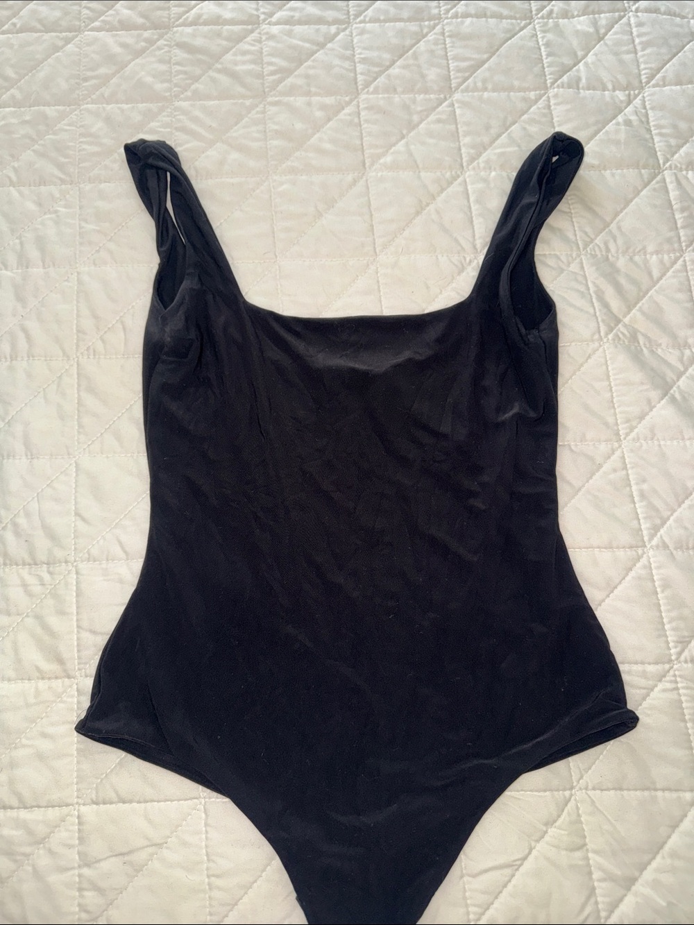 PrettyLittleThing Black Square Neck Bodysuit